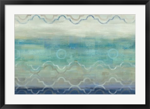 Framed Abstract Waves Blue/Gray Print