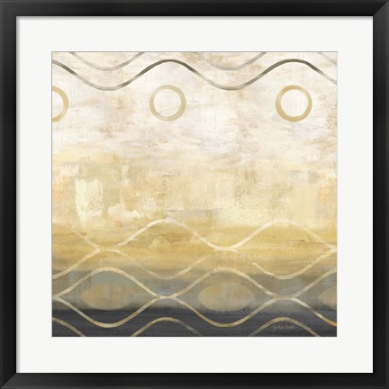 Framed Abstract Waves Black/Gold II Print