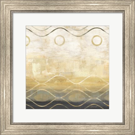 Framed Abstract Waves Black/Gold II Print