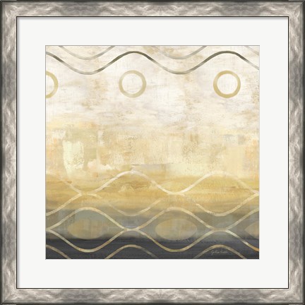 Framed Abstract Waves Black/Gold II Print