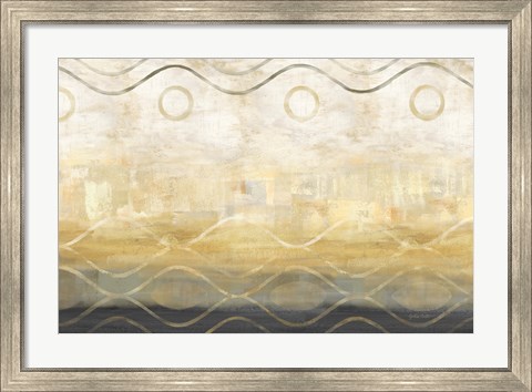 Framed Abstract Waves Black/Gold Print