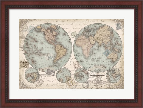 Framed World Hemispheres Print