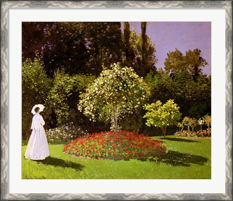 Framed Jeanne Marie Lecadre in the Garden, 1866 Print
