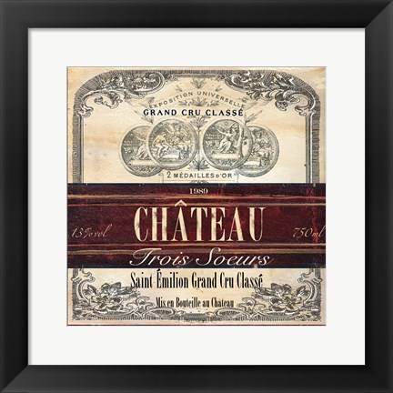 Framed Grand Vin Wine Label II Print