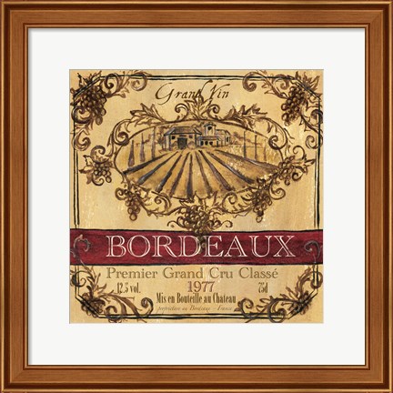 Framed Grand Vin Wine Label III Print