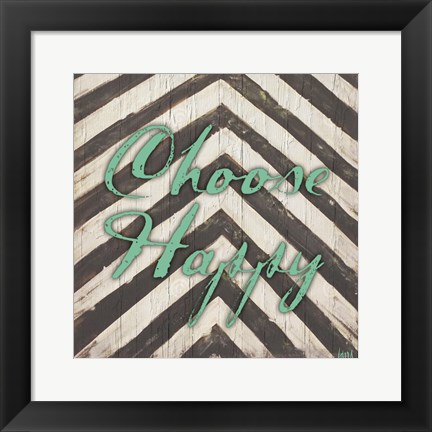 Framed Chevron Sentiments Teal II Print