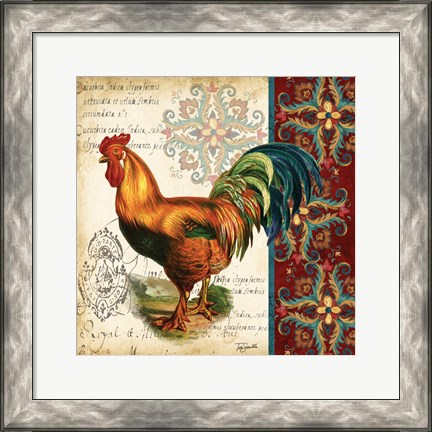 Framed Suzani Rooster II Print