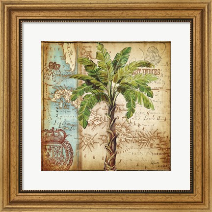 Framed Antique Nautical Palms I Print