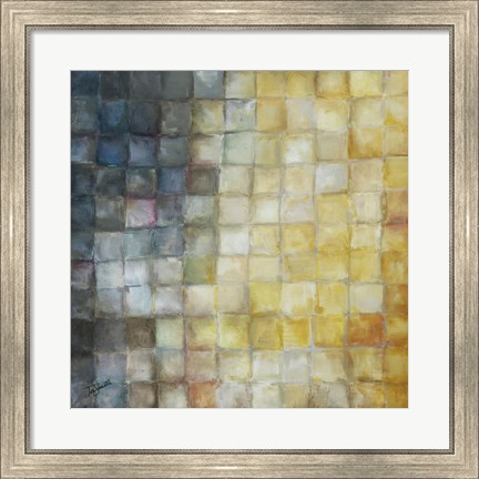 Framed Yellow Gray Mosaics I Print