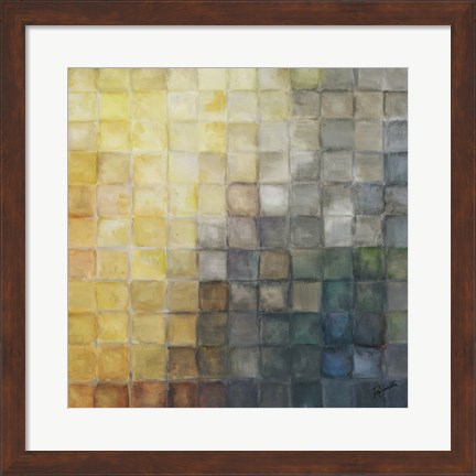 Framed Yellow Gray Mosaics II Print