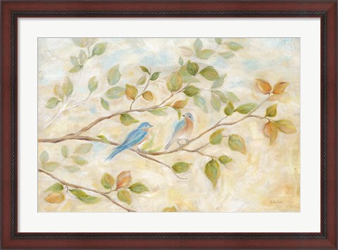 Framed Blue Birds Branch Print