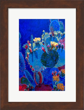 Framed Prickly Pear Blue Print