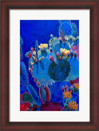Framed Prickly Pear Blue Print