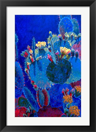 Framed Prickly Pear Blue Print