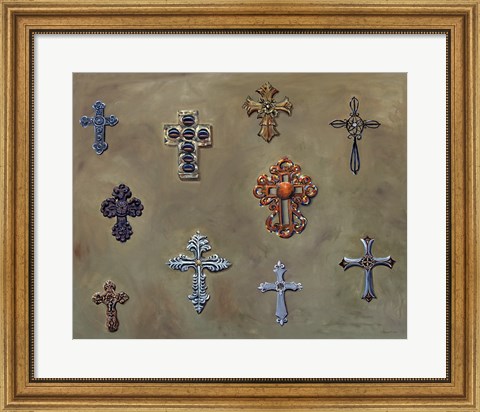 Framed Wall of Crosses Print
