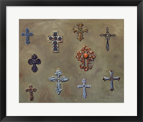 Framed Wall of Crosses Print