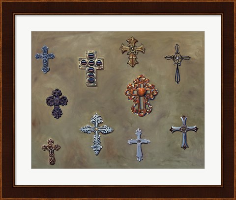 Framed Wall of Crosses Print