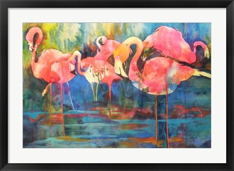 Framed Flirty Flamingos Print