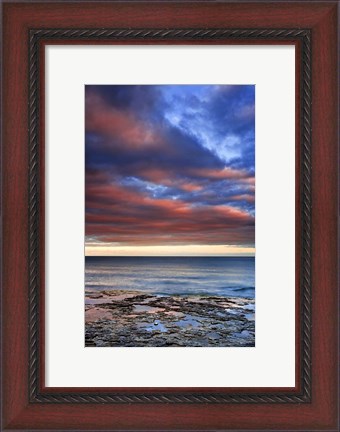 Framed Wisconsin Sunrise on shore of Lake Michigan Print