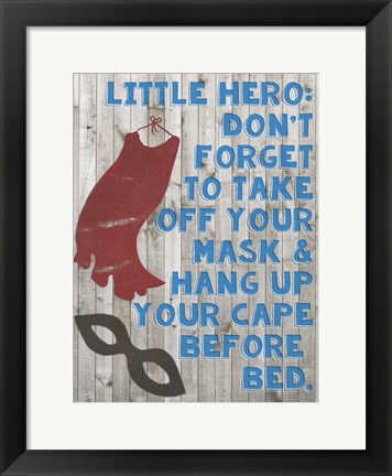 Framed Little Hero III Print