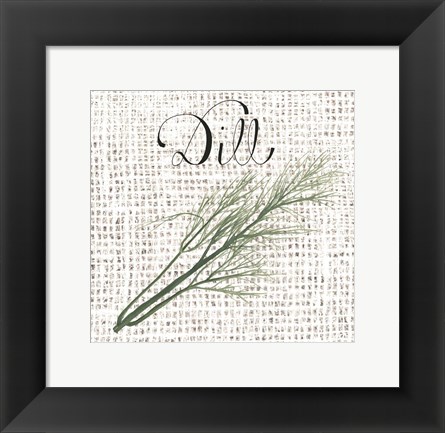 Framed Burlap Herbs III Print