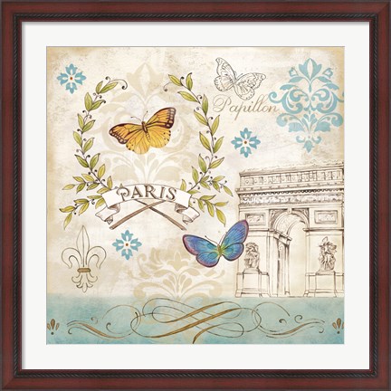 Framed Le Papillon Paris II Print