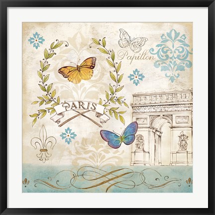 Framed Le Papillon Paris II Print