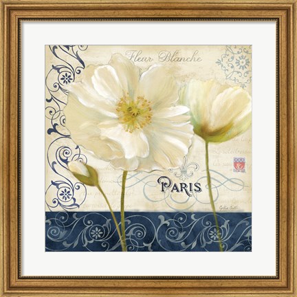 Framed Paris Poppies Blue Trim I Print