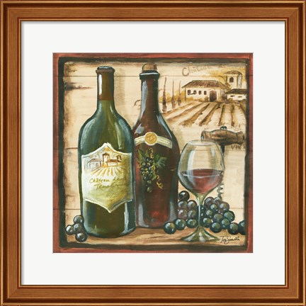 Framed Wooden Wine Square I Print