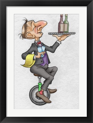 Framed Unicycle Waiter Print