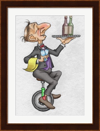 Framed Unicycle Waiter Print