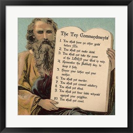 Framed Tablets of the Ten Commandments Print