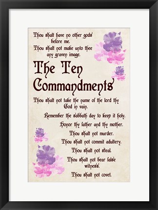 Framed Ten Commandments - Floral Print