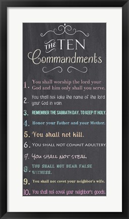 Framed Ten Commandments - Chalkboard Print