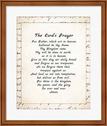 Framed Lord&#39;s Prayer - Script Print