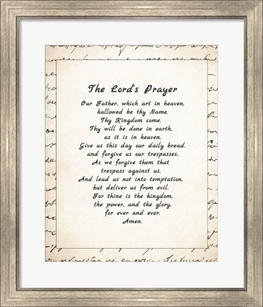 Framed Lord&#39;s Prayer - Script Print