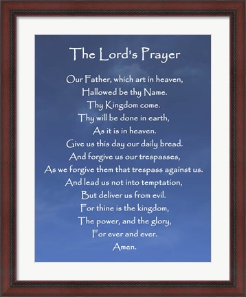 Framed Lord&#39;s Prayer - Blue Sky Print