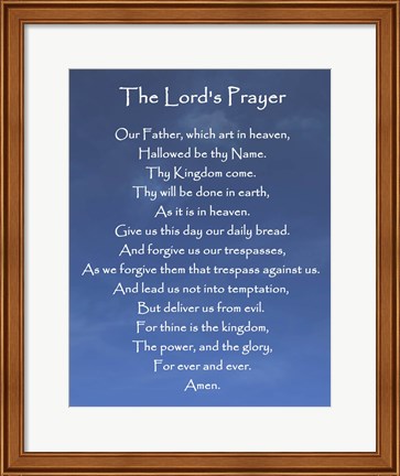 Framed Lord&#39;s Prayer - Blue Sky Print