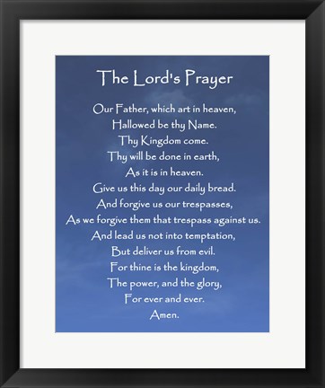 Framed Lord&#39;s Prayer - Blue Sky Print