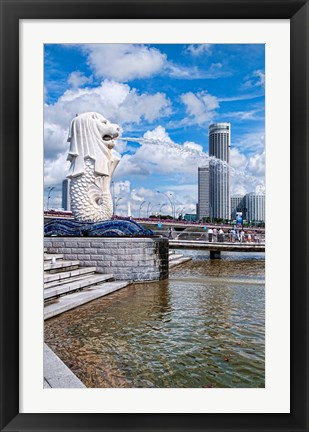 Framed City Skyline, Fullerton, Clarke Quay, Singapore Print