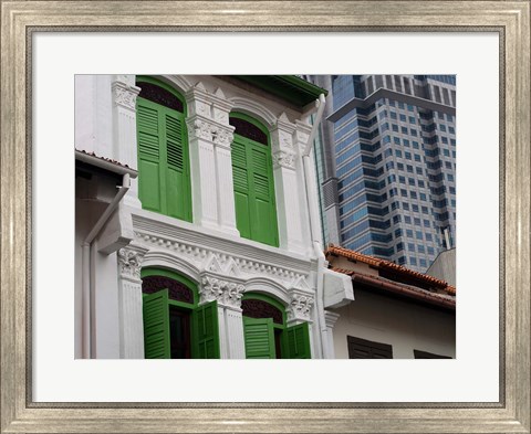 Framed Modern Buildings and Older Ones in Singapore Print