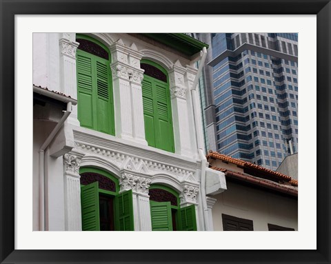 Framed Modern Buildings and Older Ones in Singapore Print