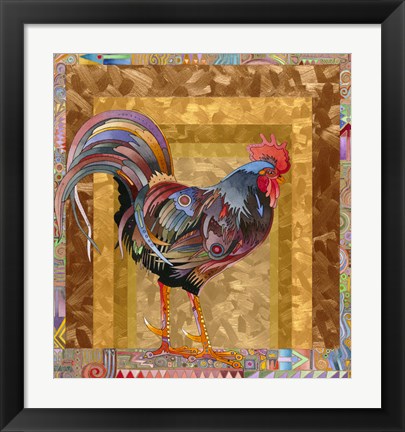 Framed Metallic Rooster Print