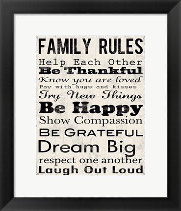 Framed Family Rules 3 Print