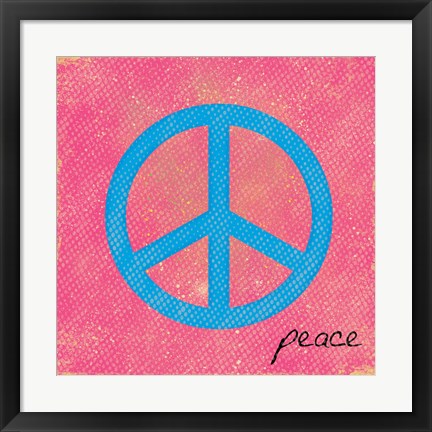 Framed Peace Blue and Pink Print