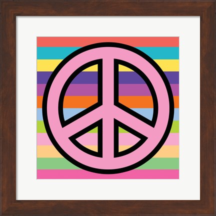 Framed Peace - Pink on Stripes Print