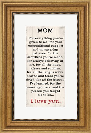 Framed Mom I Love You 1 Print