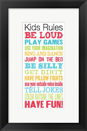 Framed Kids Rules Print