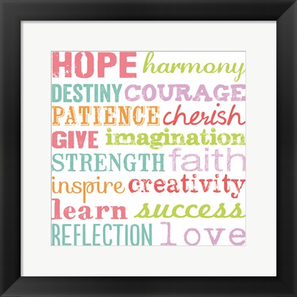 Framed Hope Harmony Destiny Print