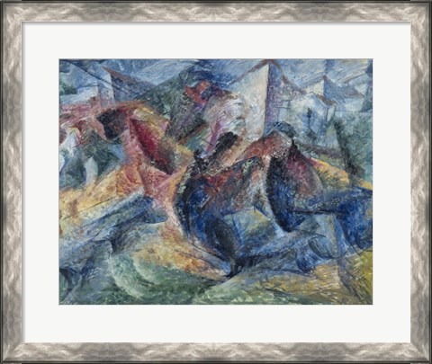 Framed Horse, Horseman and Group of Houses Print